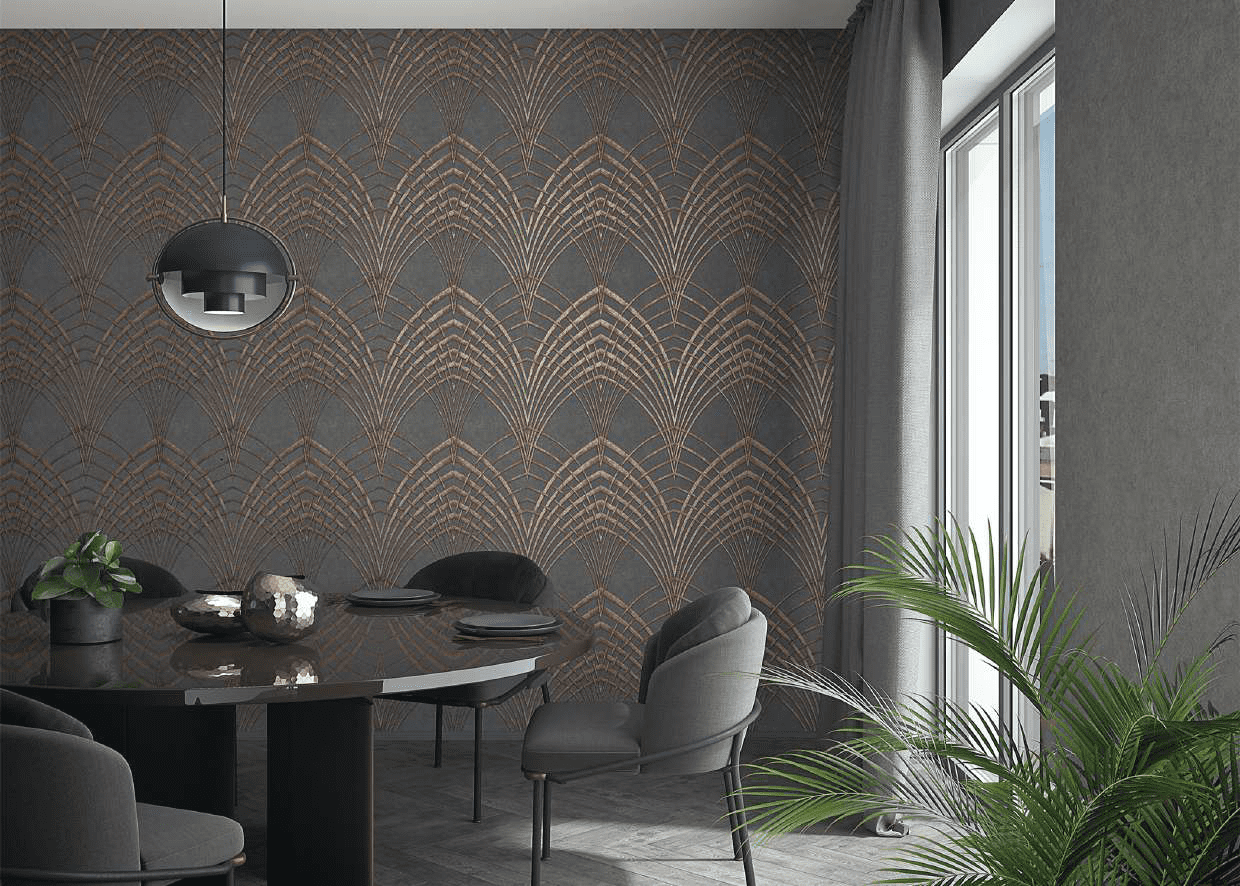 Papel de parede importado em quarto de casal